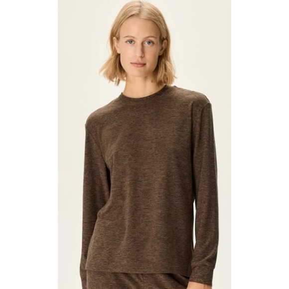 NWT Outdoor Voices CloudKnit Heavyweight Long sleeve Tee in Chocolate sz XXL - Picture 1 of 6